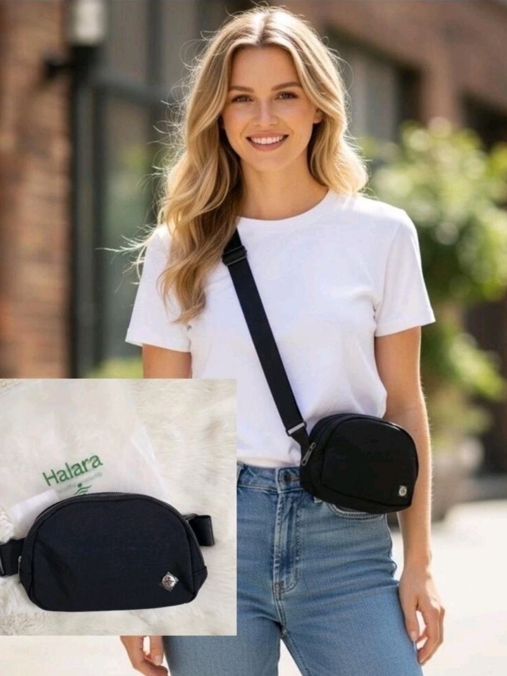 NEW Halara Crossbody Casual Waist Belt Bag Black